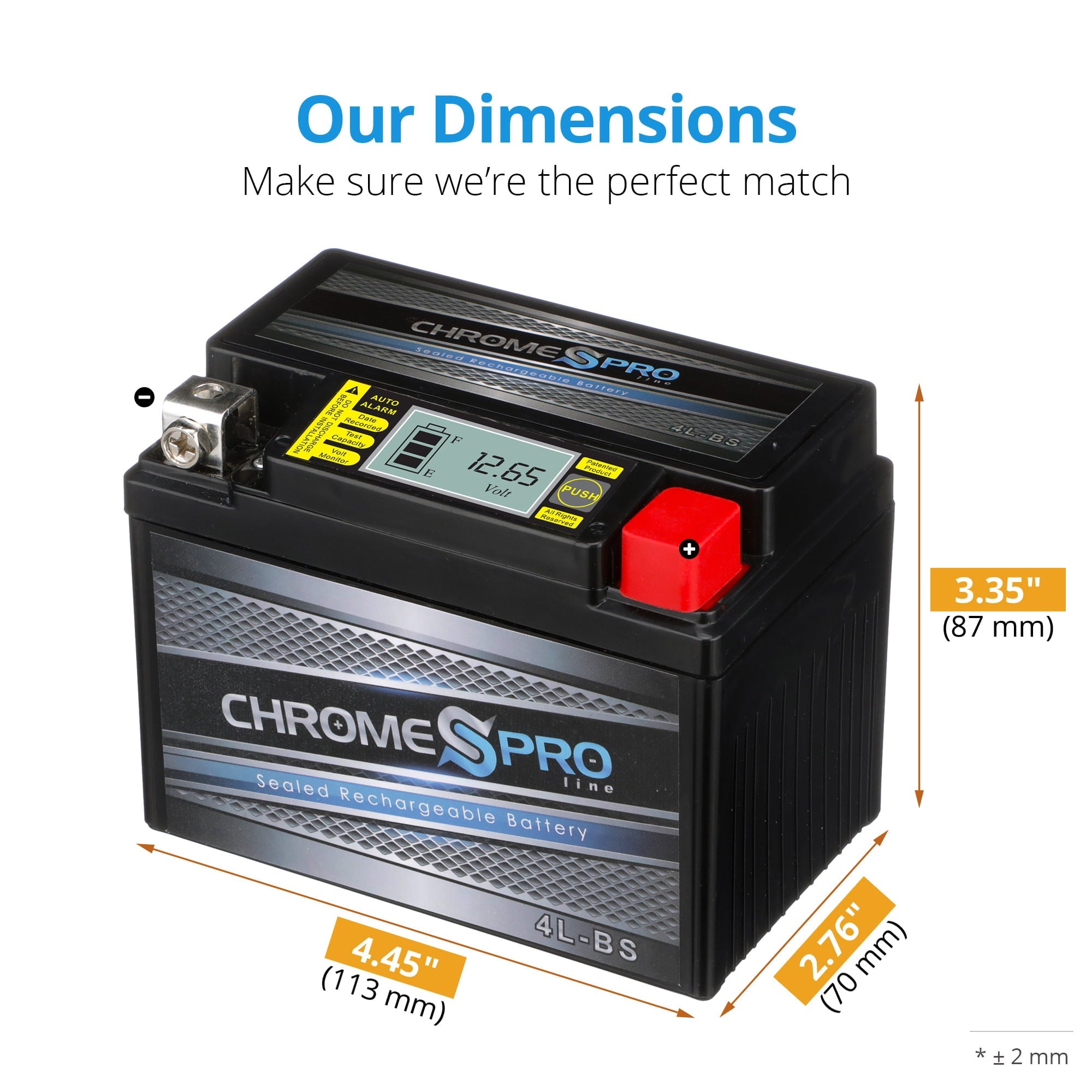 Chrome Pro Battery Ytx4l-bs (4l-bs 12 Volts,3 Ah, 50 Cca) Sealed AGM iGel Lawn Mower Battery for Snapper All Walk Behind Mowers Electric Start