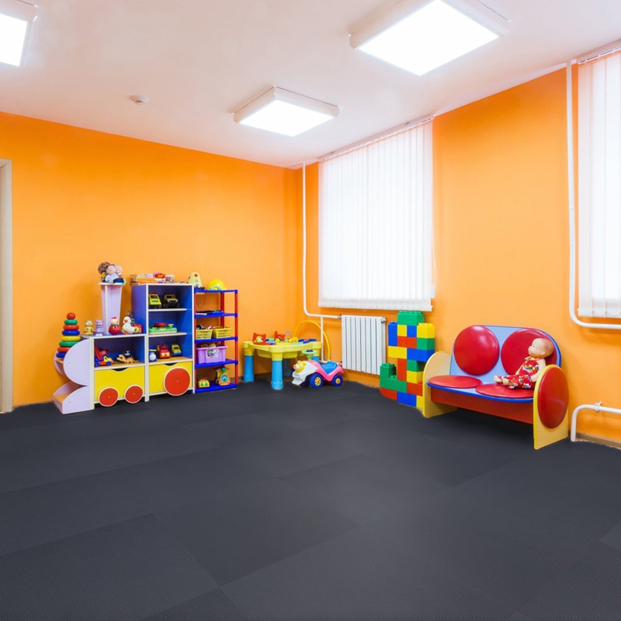 Greatmats Foam Kids and Gym Mats Premium 5/8 Inch x 2x2 Ft. Black Case of 15