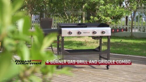 Royal Gourmet Portable Gas Grill Griddle Combo 4-Burner Outdoor Camping Stove