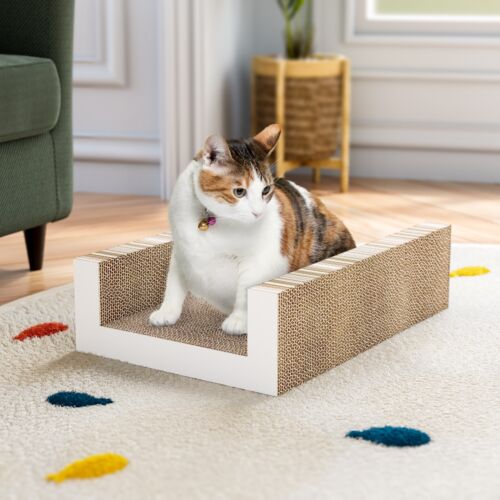 WAY BASICS Premium Cat Scratcher U-Shaped Scratch Pad Lounge Bed