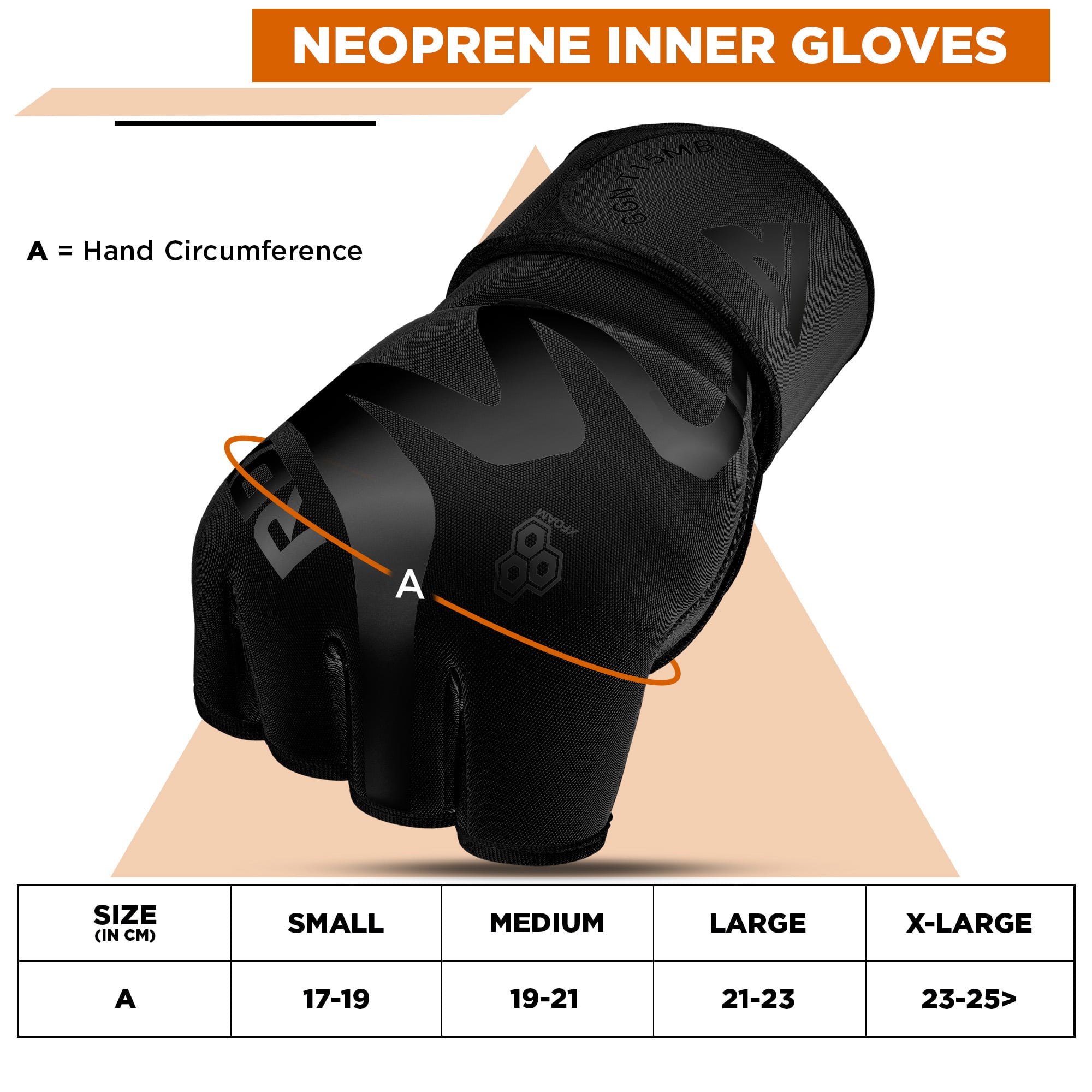 RDX, Hand Wraps Inner Gloves, Fist Protector Wrist Support, Black, XL