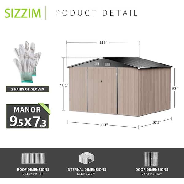 10 ft. W x 8 ft. D Metal Storage Shed for Garden and Backyard (80 sq. ft.)