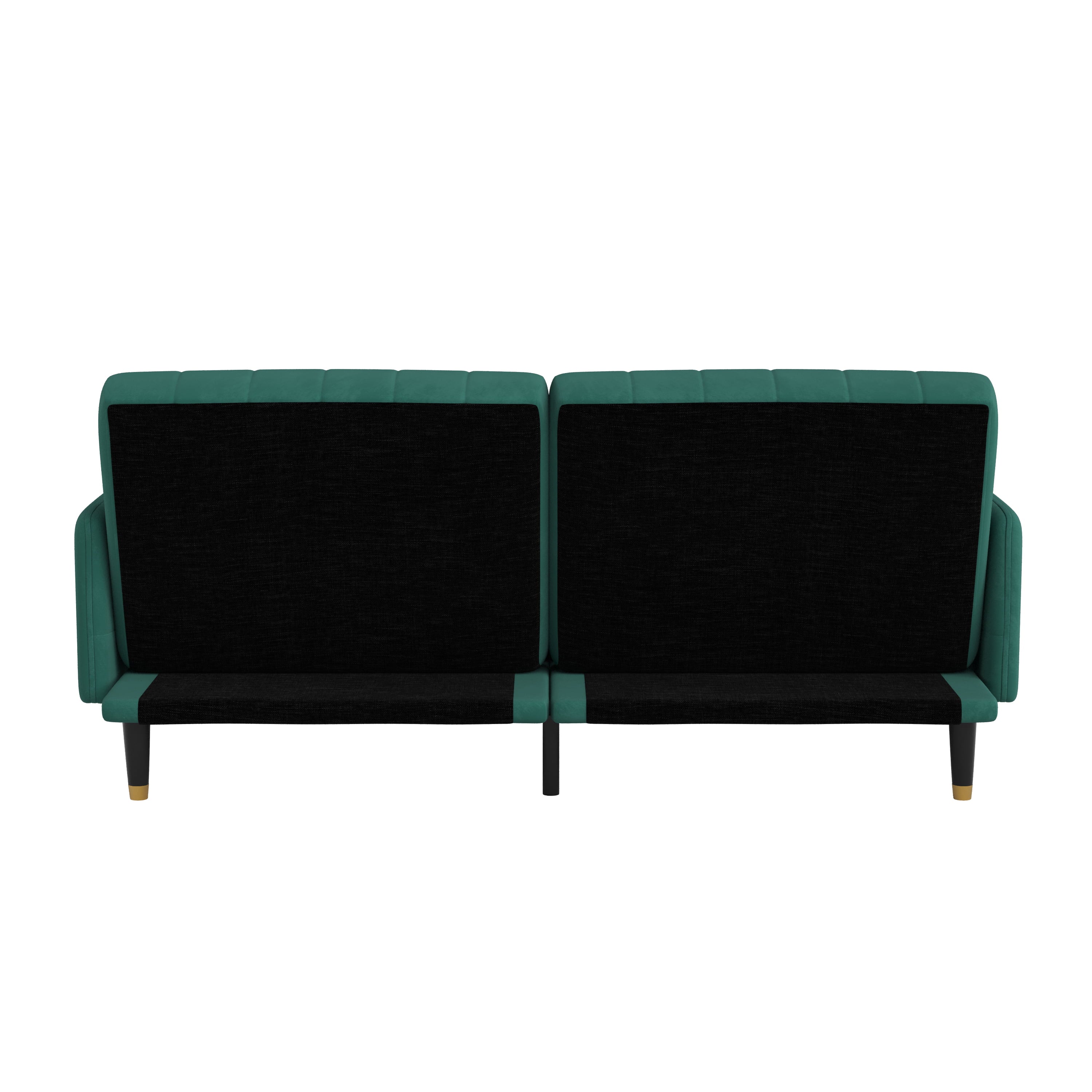 Merrick Lane Mid Century Modern Split-Back Sofa Futon with 3 Recline Positions In Elegant Emerald Velvet Upholstery