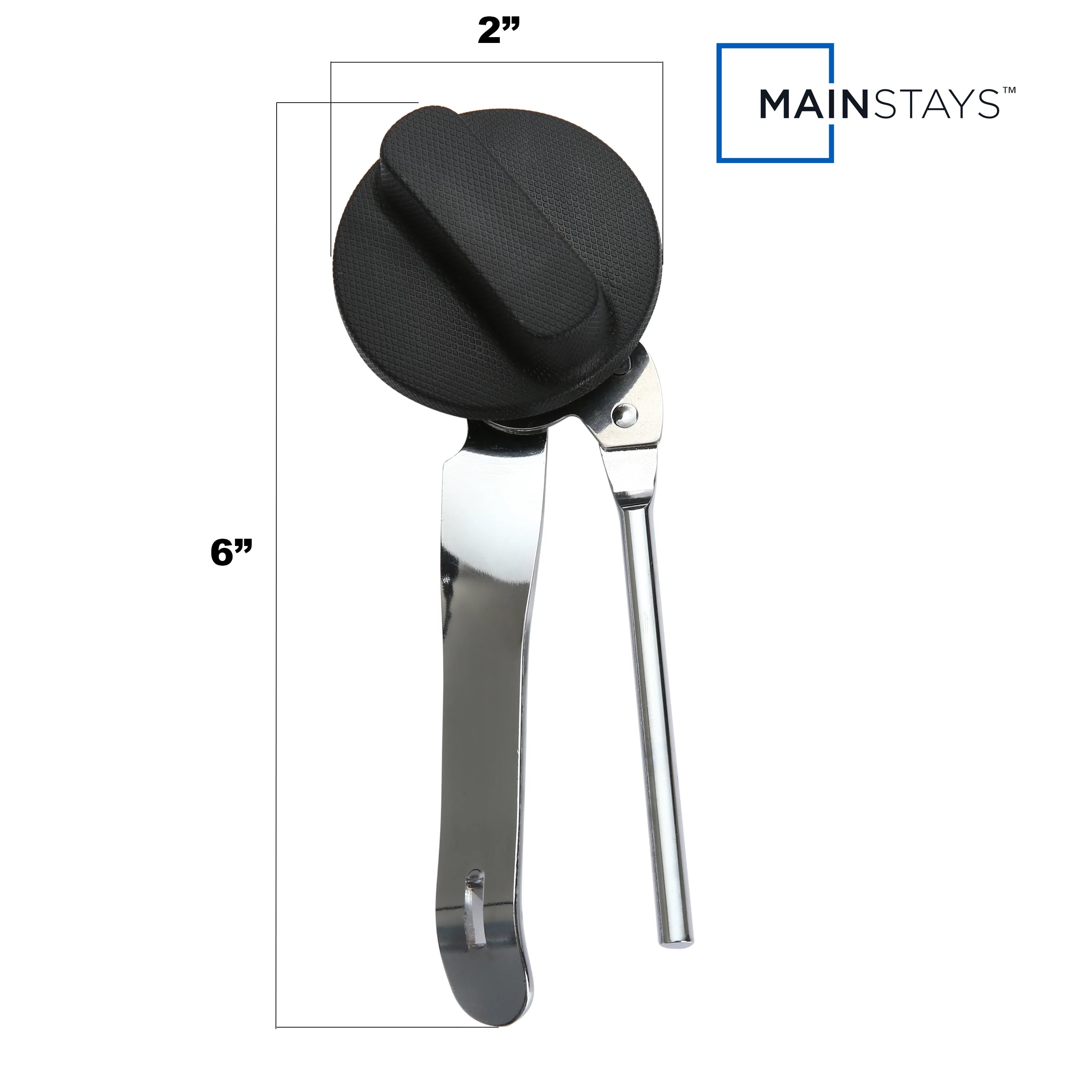 Mainstays Can Opener Stainless Steel Hand Grip Can and Bottle Opener, Silver and Black