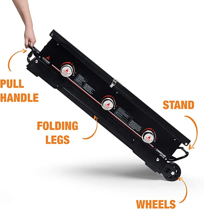 Living Portable Camping Stove - 3 Zone Propane Gas Burner Controller With Auto Ignition - 2 Folding Cook Stations - Adjustable Leg