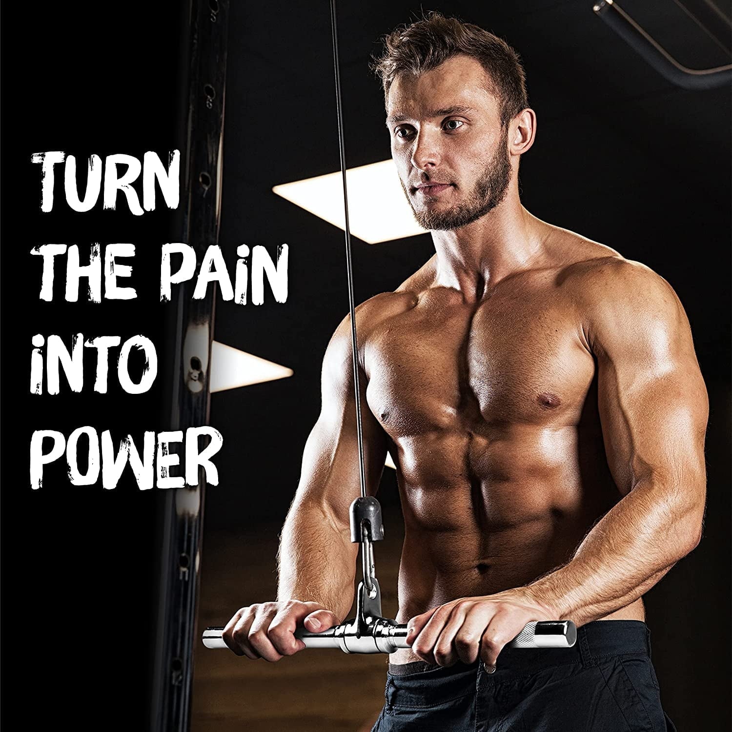 Yes4All Straight Rotating Bar With None-Slip Handle Cable Attachment Chrome Single