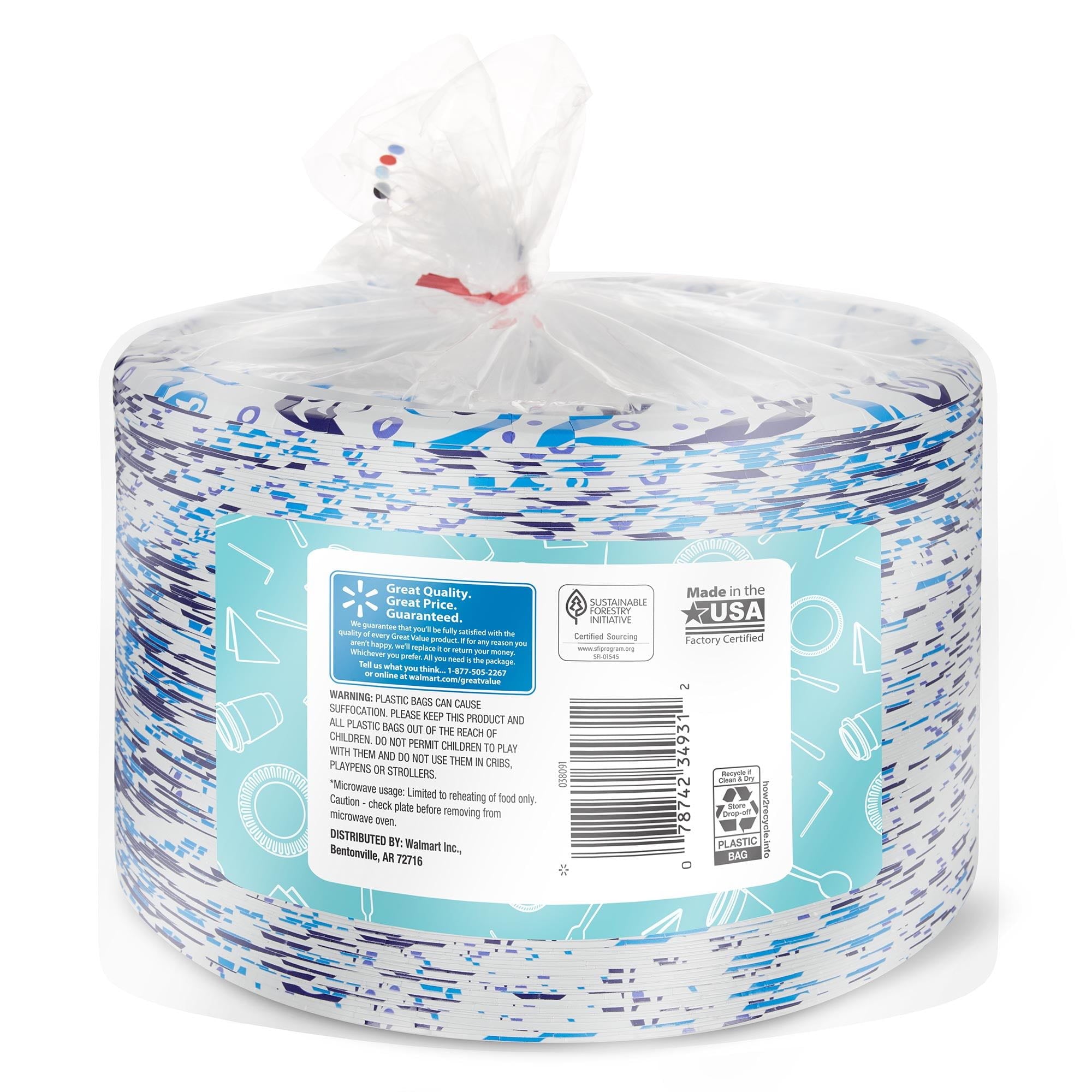 Great Value Everyday Strong, Soak Proof, Microwave Safe, Disposable Paper Plates, 10