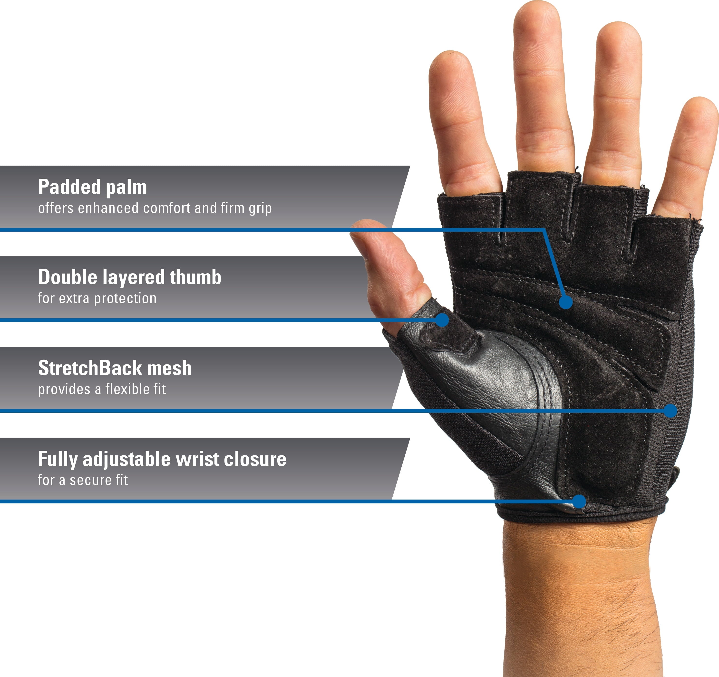 Harbinger Men's Power Weightlifting Glove Black Medium