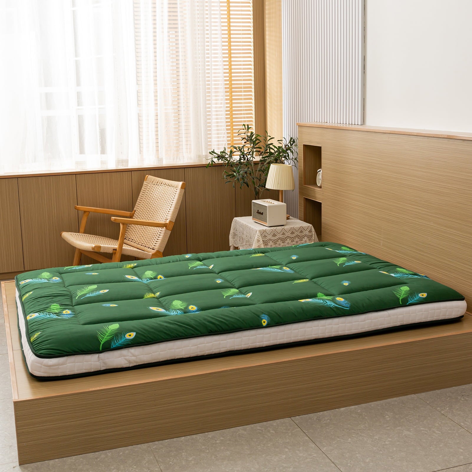 Thick Futon Floor Mattress, Padded Japanese Folding Roll Up Mattress Sleeping Pad, Foldable Camping Portable Mattress Shikibuton