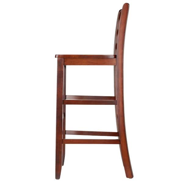 Benjamin 30 in. Ladder-back Walnut Bar Stools (Set of 2)