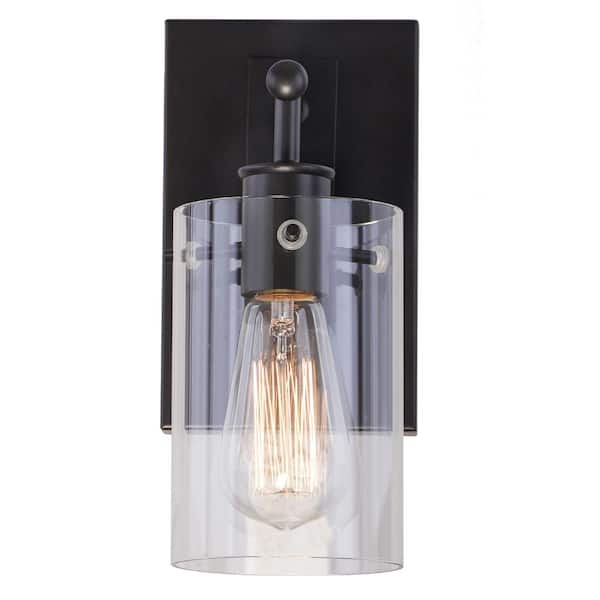 Regan 4.5 in. 1-Light Espresso Bronze Bathroom Vanity Light with Clear Glass Shade