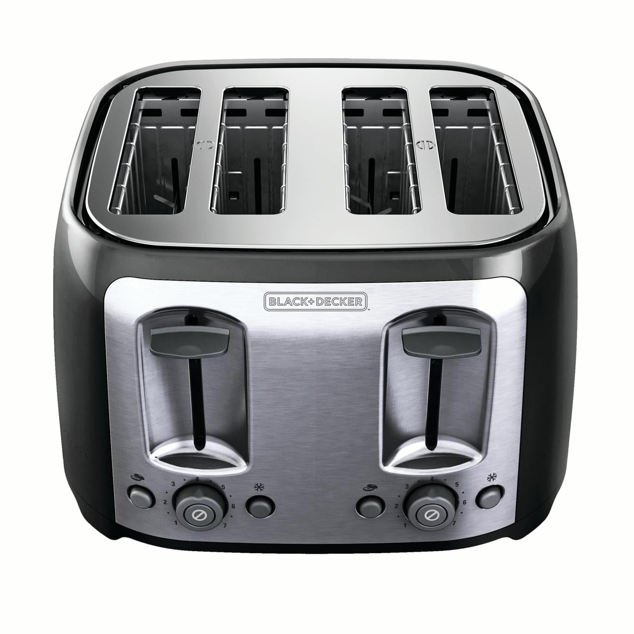 BLACK+DECKER 4-Slice Toaster with Extra-Wide Slots, Black/Silver, TR1478BD