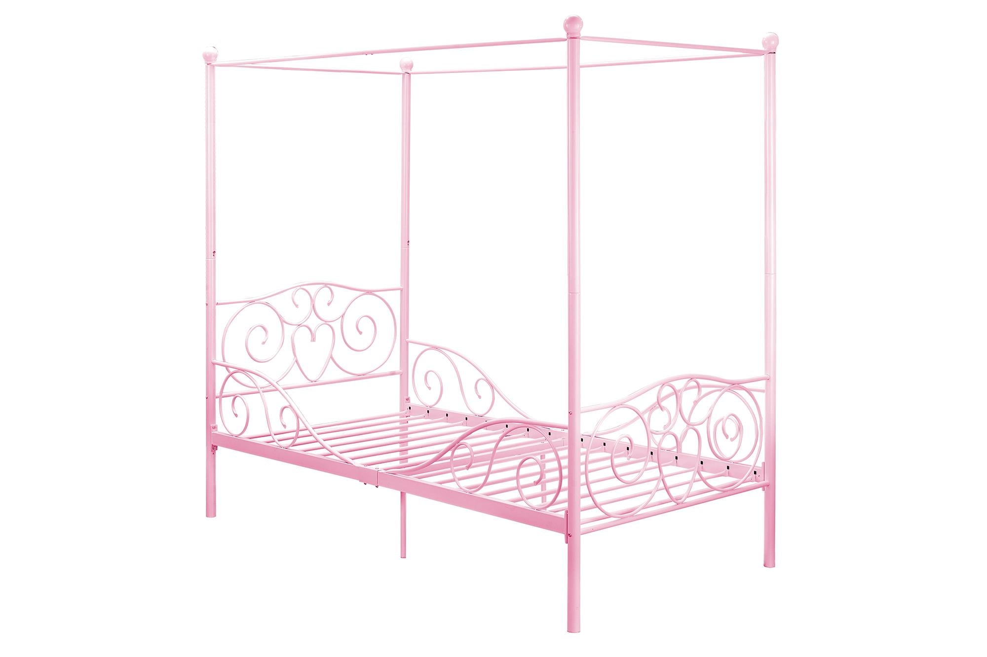 DHP Canopy Metal Bed, Twin, Pink