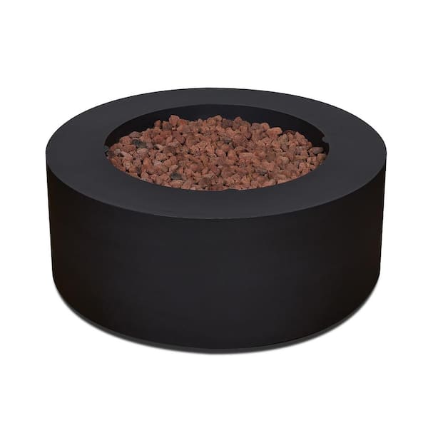 Aegean 36 in. W X 15 in. H Round Powder Coated Steel Liquid Propane Fire Pit in Black with NG Conversion Kit