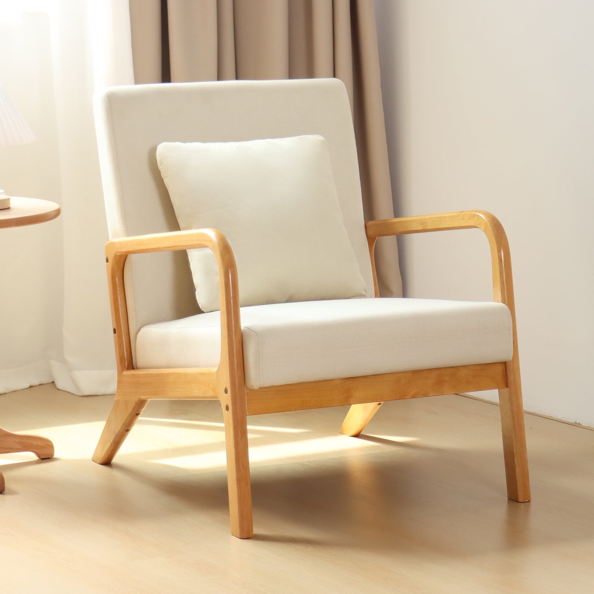 Mid Century Modern Accent Chair,Fabric Reading Armchair,Linen Upholstered Accent Chairs for Living Room/Bedroom,25.6