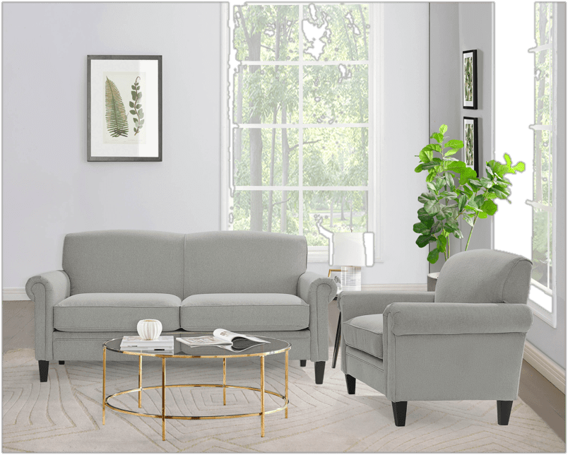 KOWO Upholstered Rolled Arm Accent Armchair gray