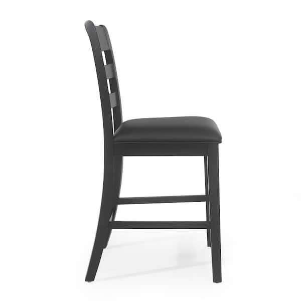 Woodbine 41.25 in. Black Upholstered Counter Stool (Set of 2)