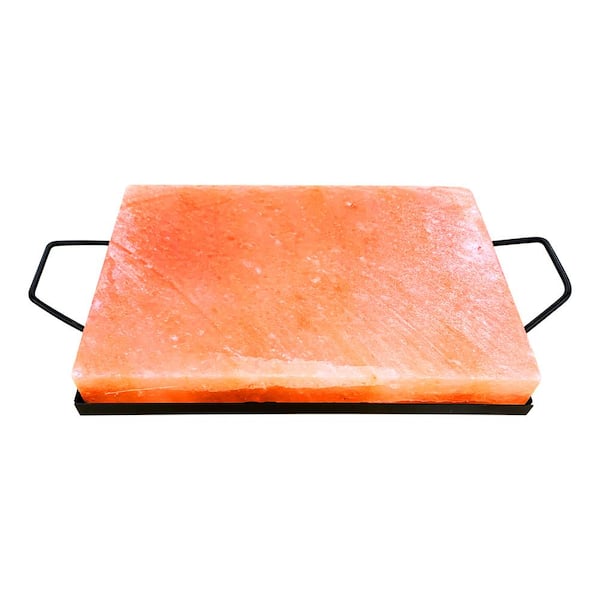 Pink Himalayan Salt Plank with Holder Tray for Cooking, Serving and Cutting Block