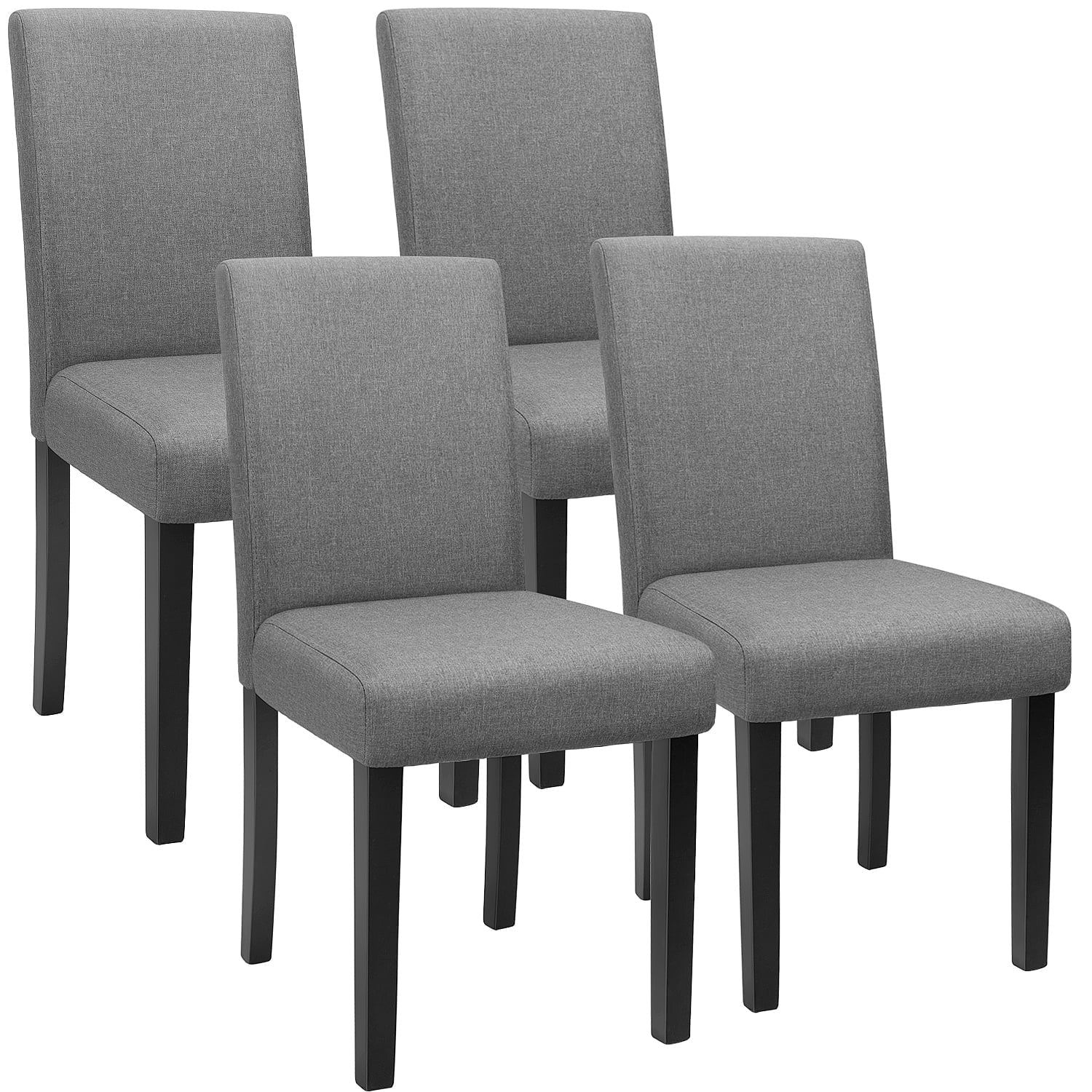 Furmax, Set of 4 Upholstered Dining Chairs with Wooden Legs, Fabric, Gray