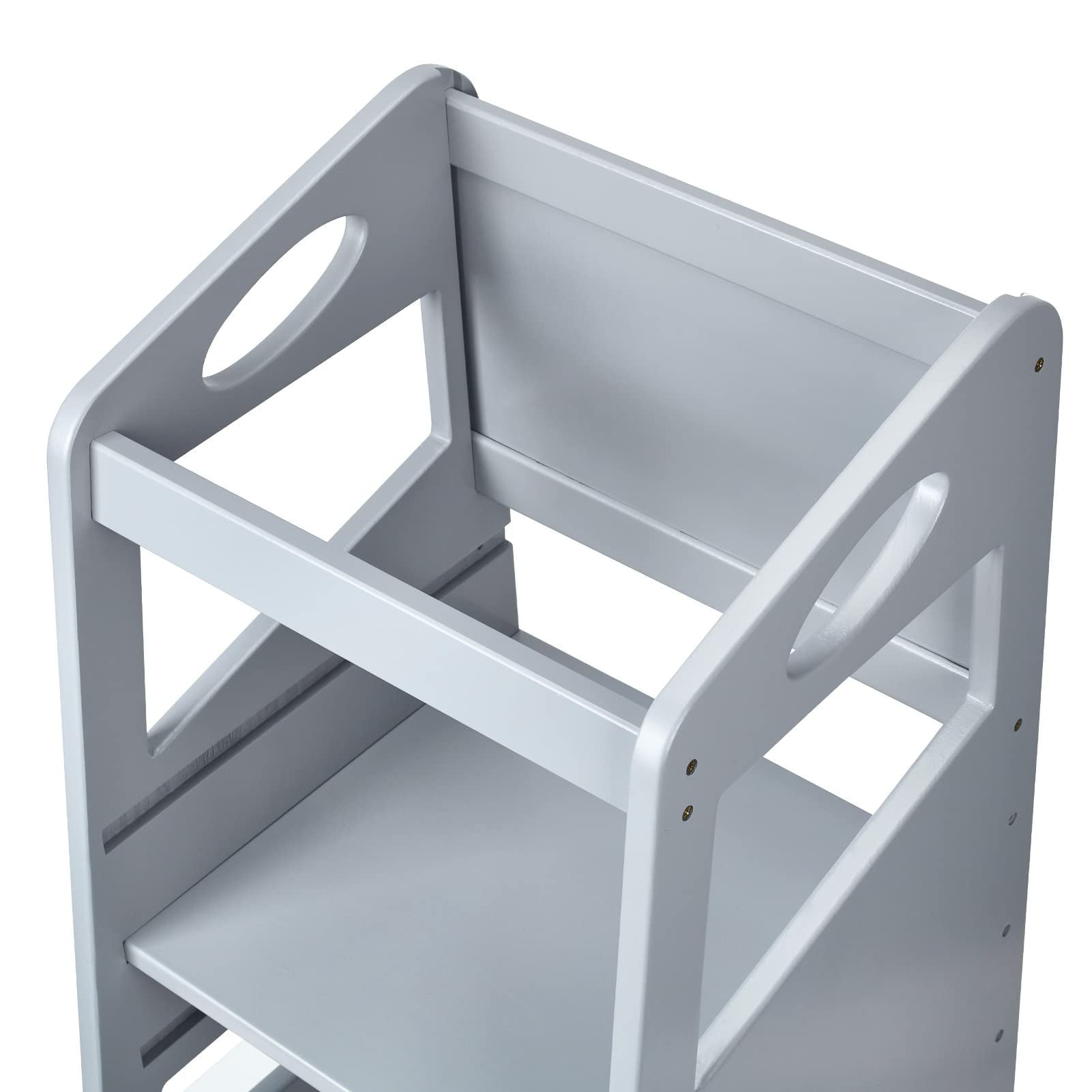 Furvclv Toddler Kitchen Stool Helper, Kids Kitchen Step Stool Baby Standing Tower Wood with Safety Rail, Child Montessori Stool for Kitchen Counter & Sink, Learning Tower for Toddlers 1-3