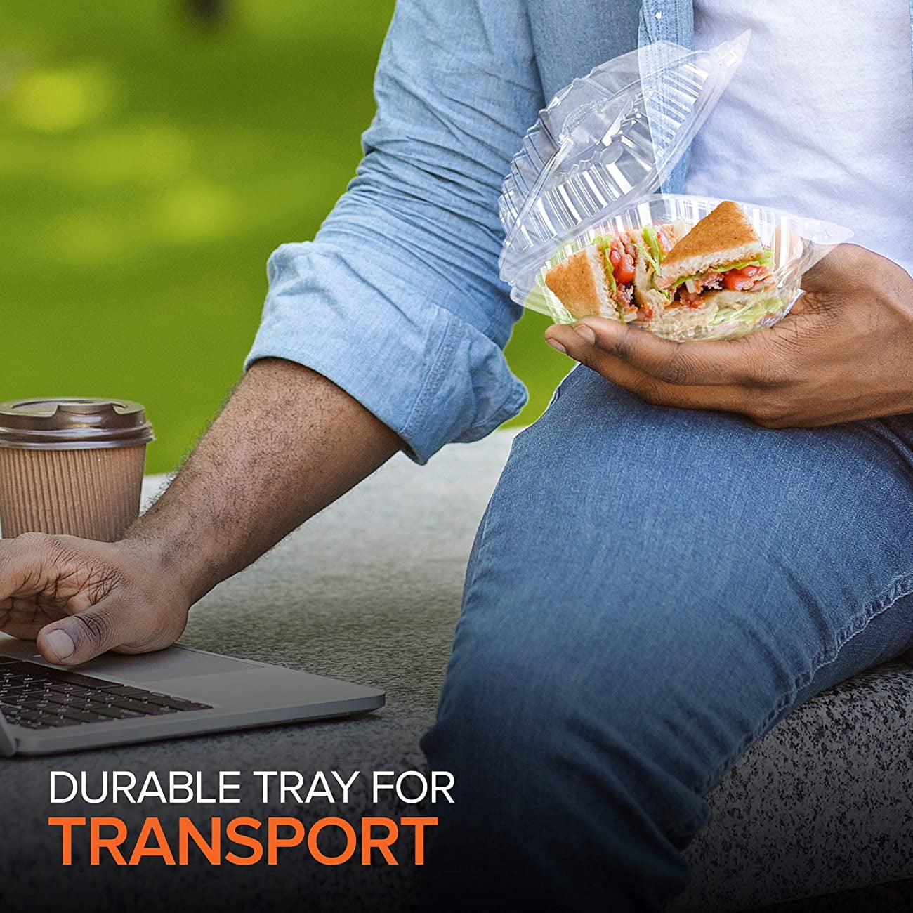 Stock Your Home Plastic 5 x 5 Inch Clamshell Takeout Tray (50 Count) - Dessert Containers - Plastic Hinged Food Container