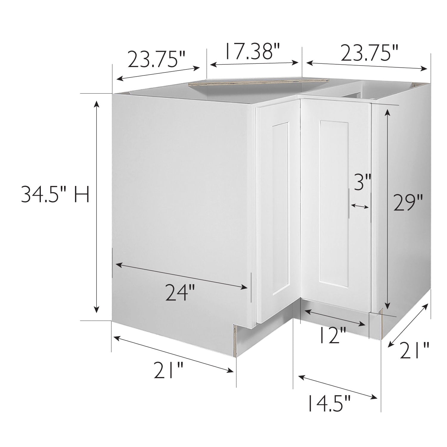 Design House 561431 Brookings Unassembled Shaker Lazy Susan Kitchen Cabinet 36x34.5x24, White