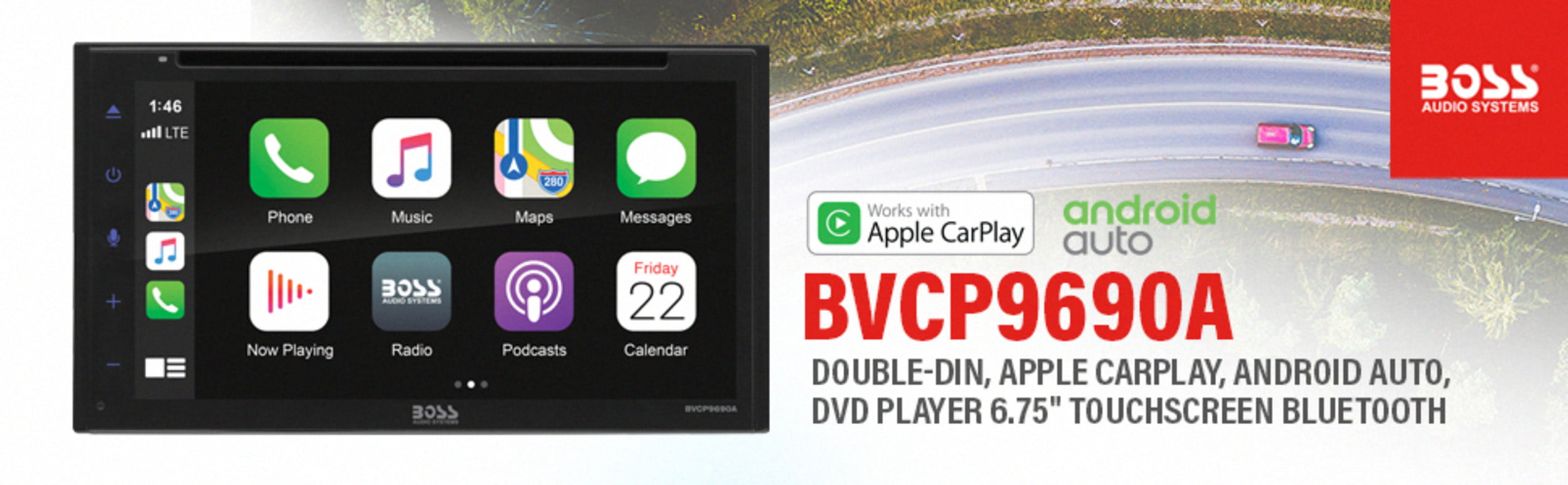 BOSS Audio Systems BVCP9690A 2 Din Apple CarPlay Android Auto Car Stereo System