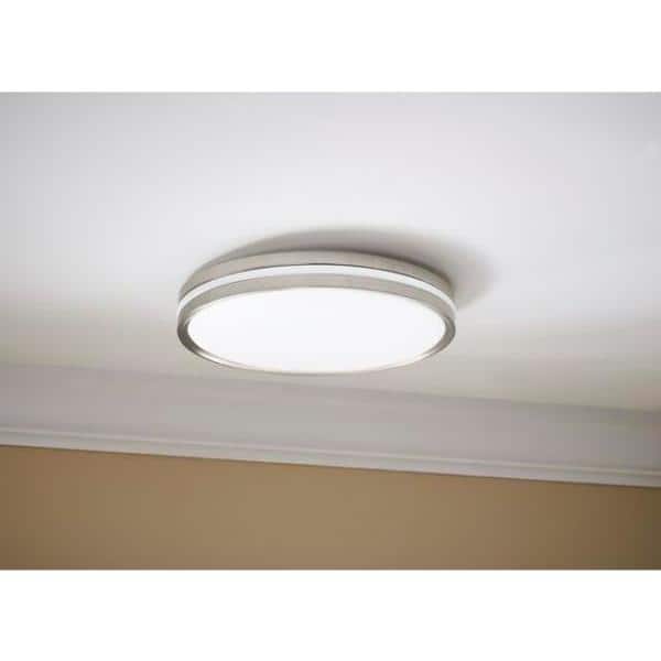 Ashburrow 15 in. Light Brushed Nickel Adjustable CCT Integrated LED Flush Mount with Night Light