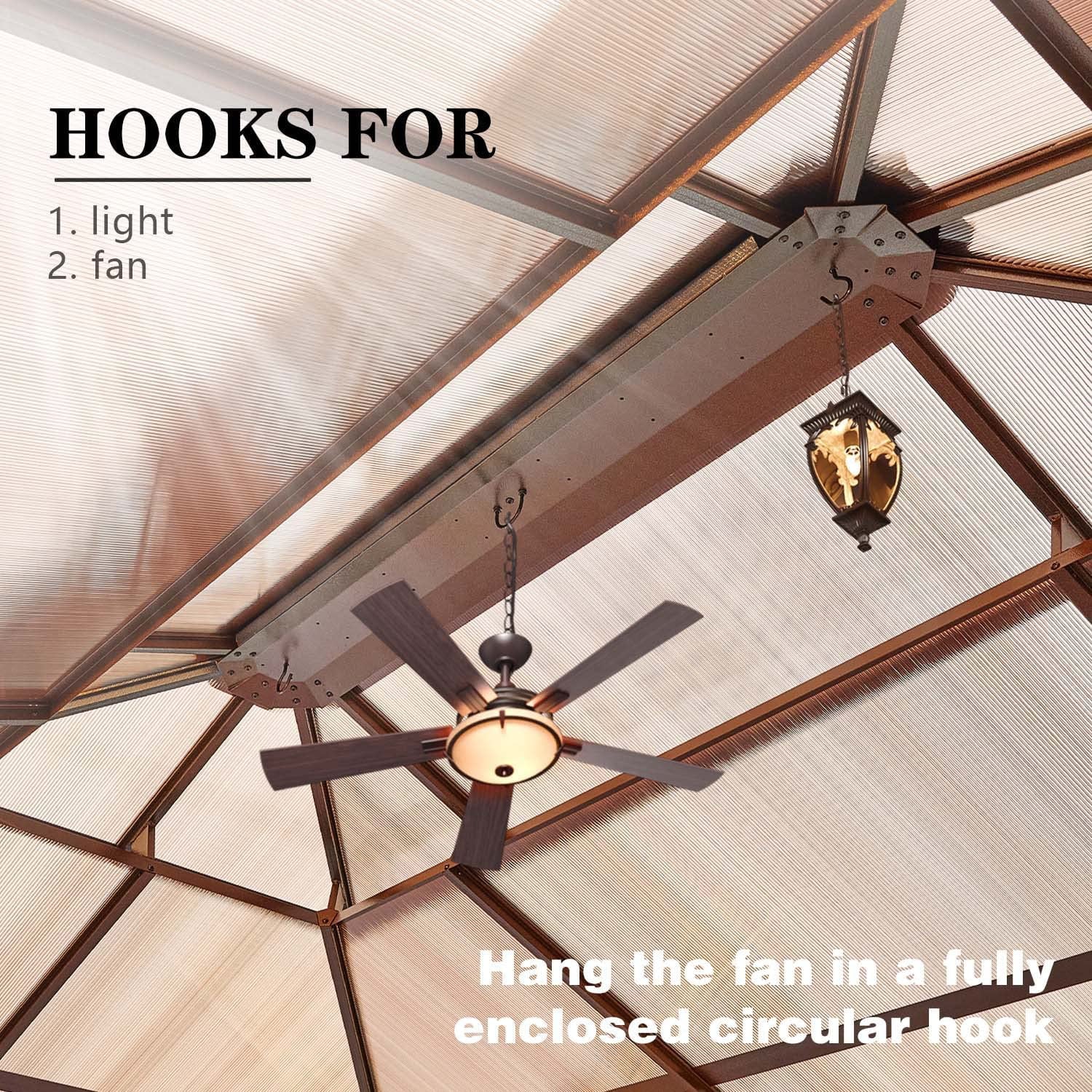 Erommy New Outdoor Hardtop Gazebo Canopy Curtains, Brown, 10 ft