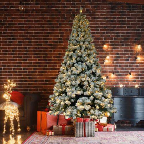 6 Feet Pre-lit Snow Flocked Artificial Christmas Tree Xmas with 550 LED Lights