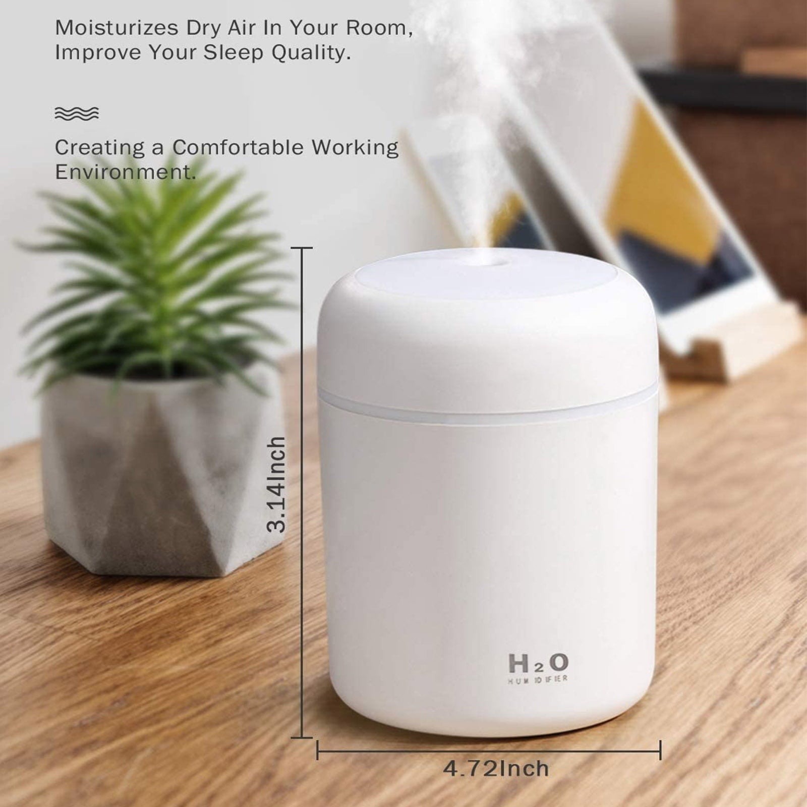 Wewdigi Colorful Cool Mini USB Personal Desktop Humidifier with Auto Shut-off, 2 Mist Modes