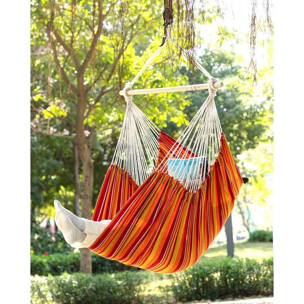 Hammock Chair Swing-Large Hanging Hammock Chair-Max 500 Lbs-63in Hammock Swing- Roomy & Heavy Duty, Red and Yellow