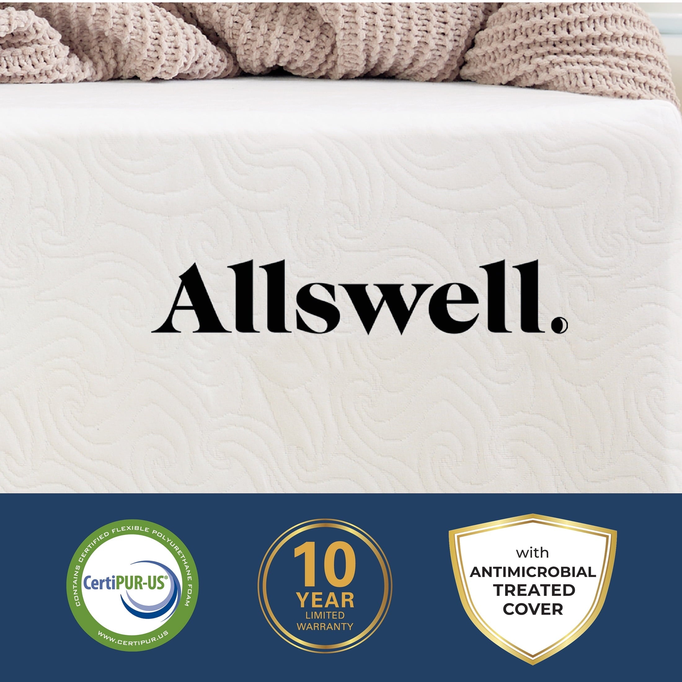 Allswell X 10¡± Hybrid of Memory Foam and Coils Mattress With Antimicrobial Treated Cover, King