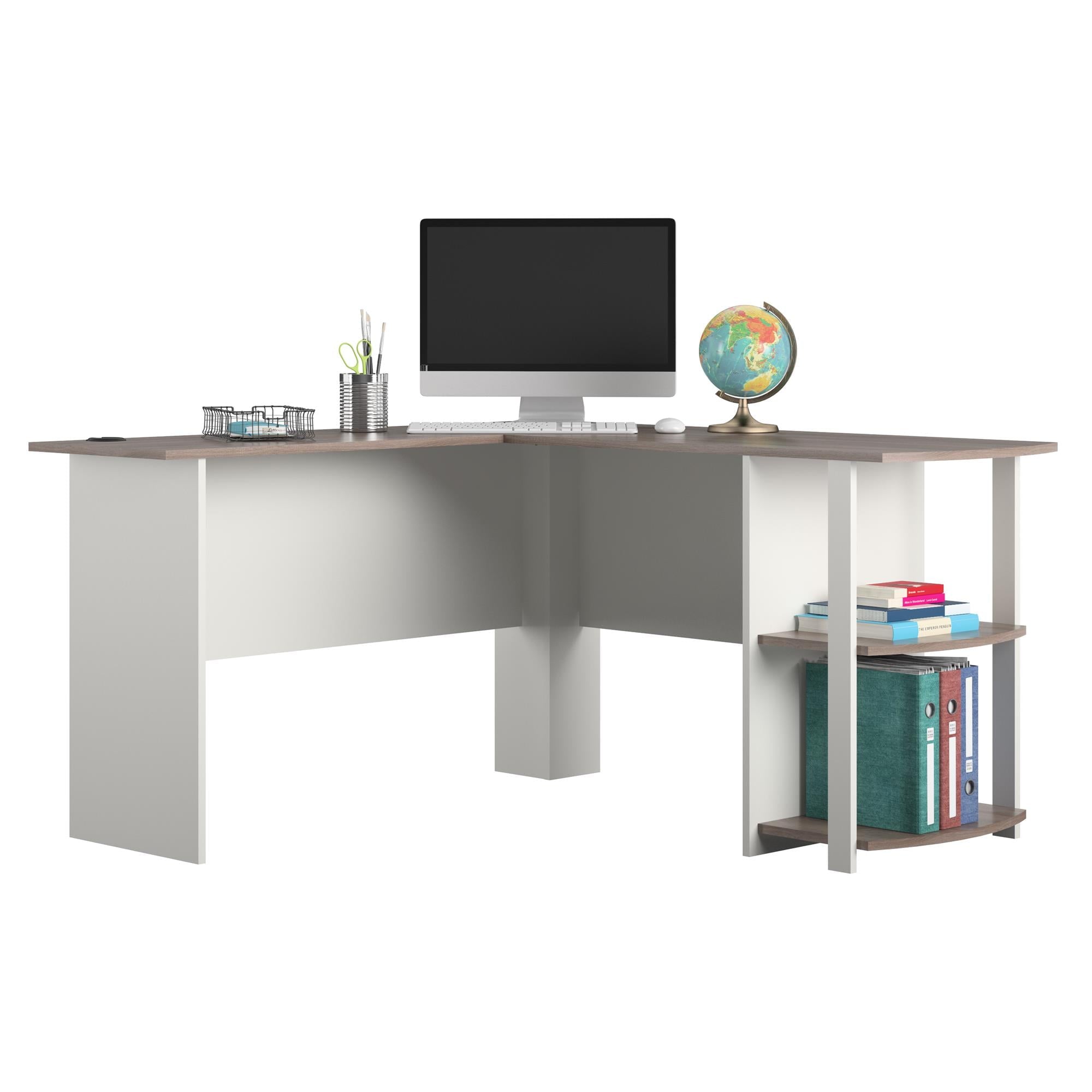 Ameriwood Home Dominic L Desk with Bookshelves, White