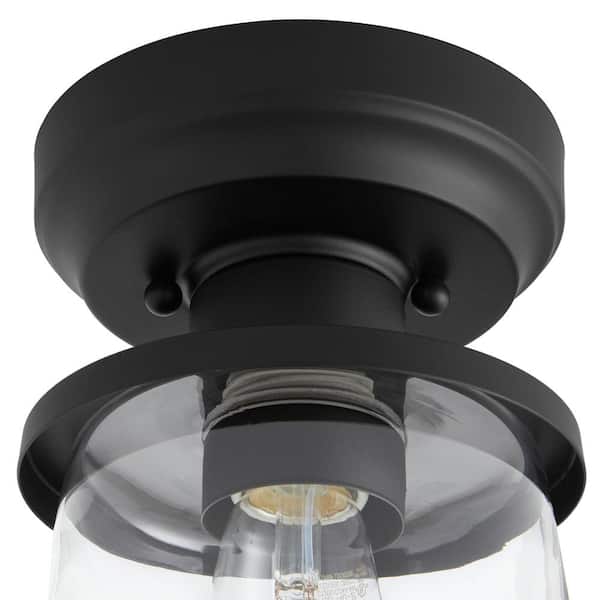 Rigby 9.6 in. 1-Light Matte Black Round Flush Mount, Farmhouse Ceiling Light