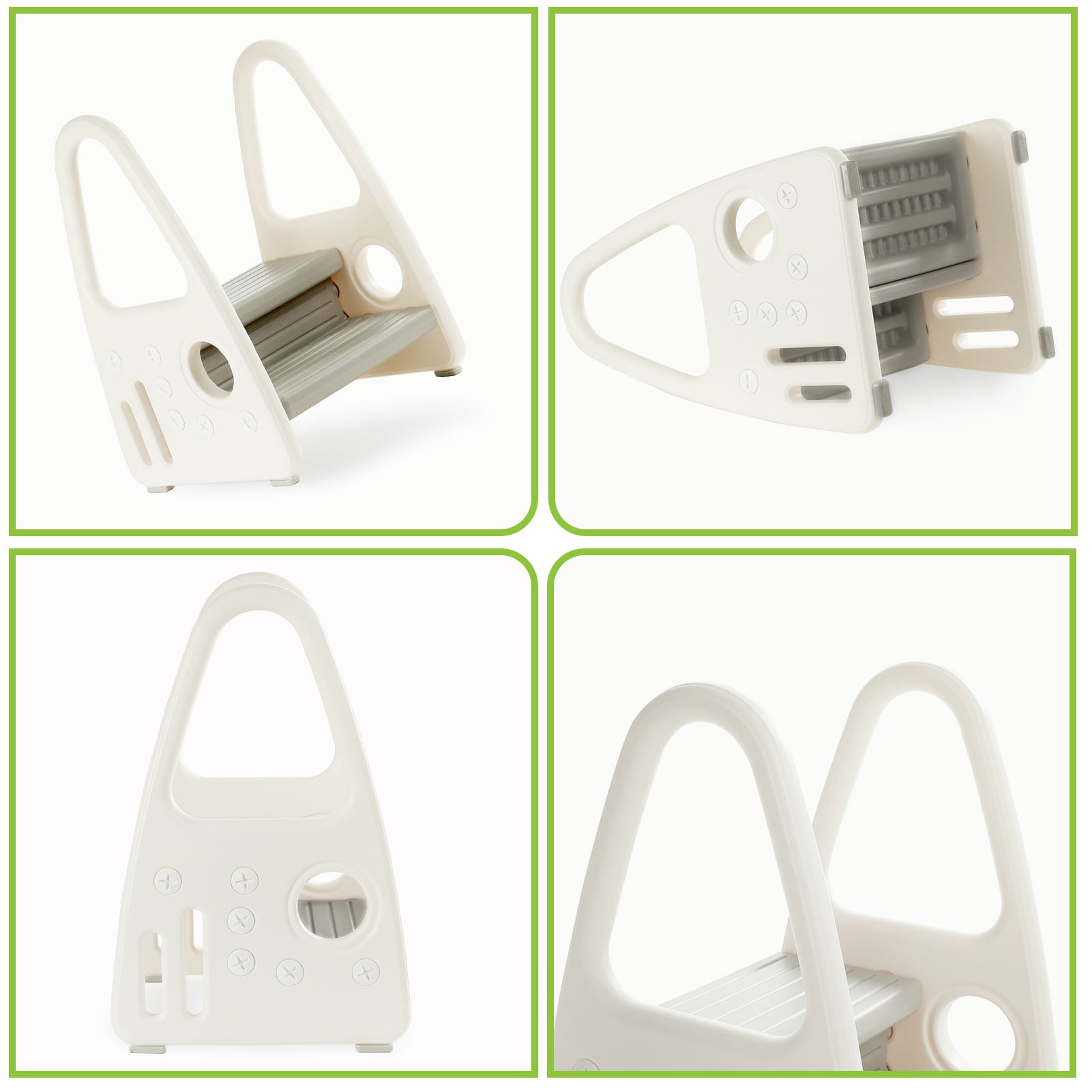 Mangohood Toddler Step Stool, Kids Two Step Tower for Bathroom Sink, Toilet Potty Training, Kitchen Counter, Children Step Up Learning Helper with Safety Handles and Non-Slip Pads,Gray