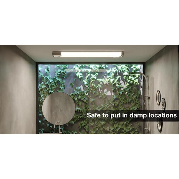 Mesha 48 in. x 10 in. Satin Nickel CCT Selectable LED Flush Mount Ceiling Light 4000 Dimmable Lumens