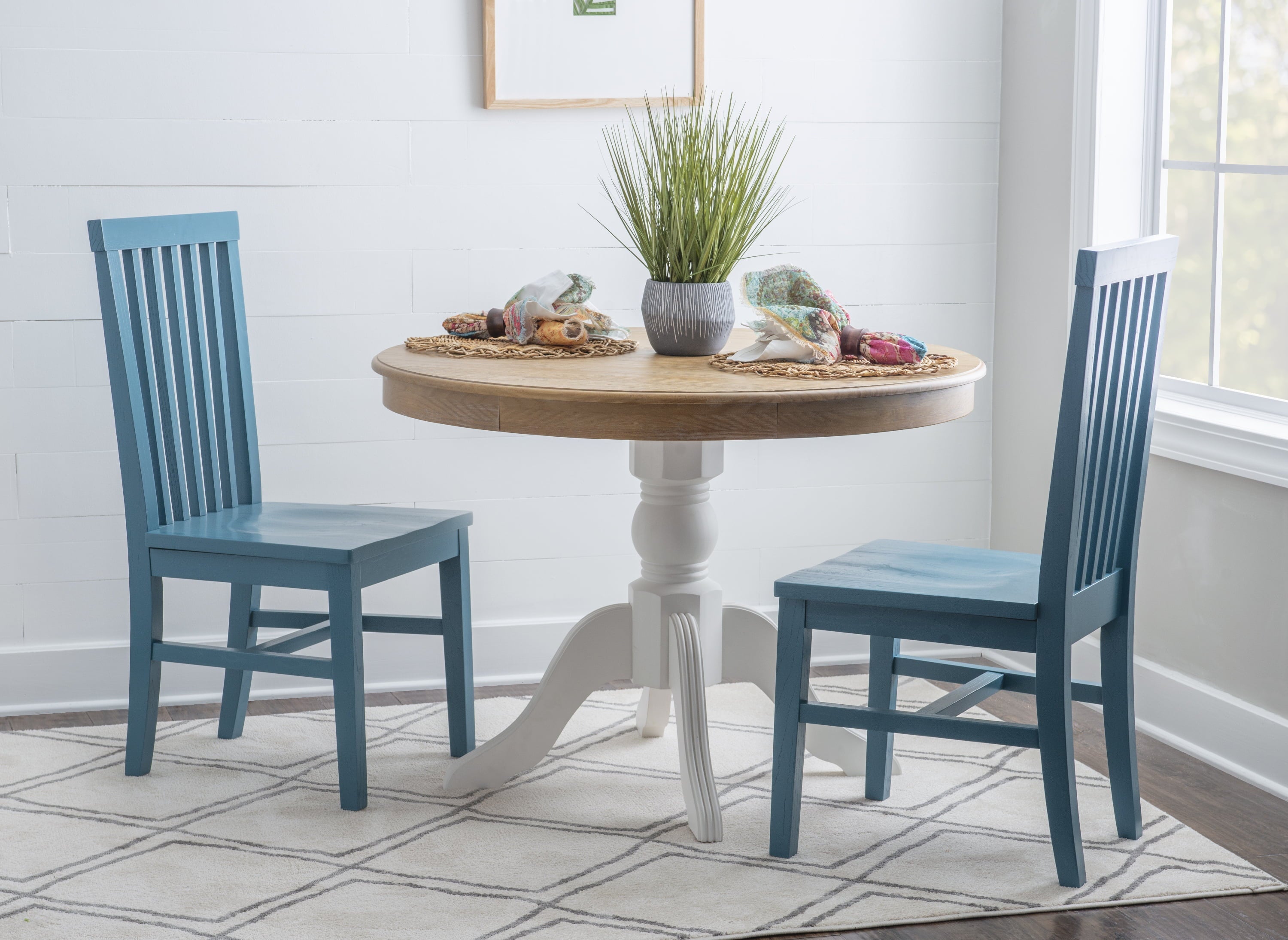 Linon Tobin  Pedestal Dining Table - Natural/White