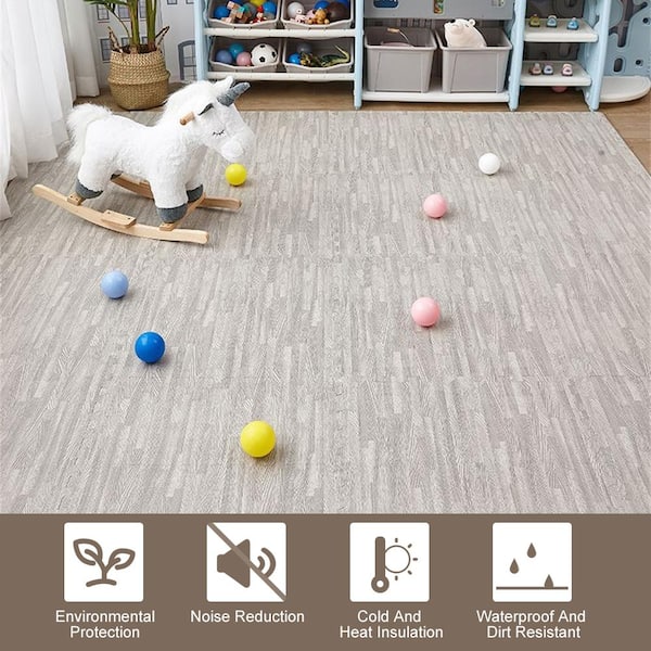 24 in. x 24 in. x 0.4 in. Gray Wood Grain EVA Interlocking Foam Floor Mat 24 sq ft. (6-Tiles Per Case)