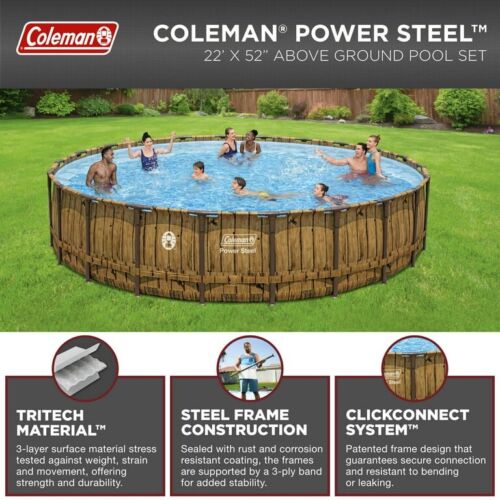 Coleman (22 ft) x (52 in) Above Ground Power Steel Pool Set NEW in box.