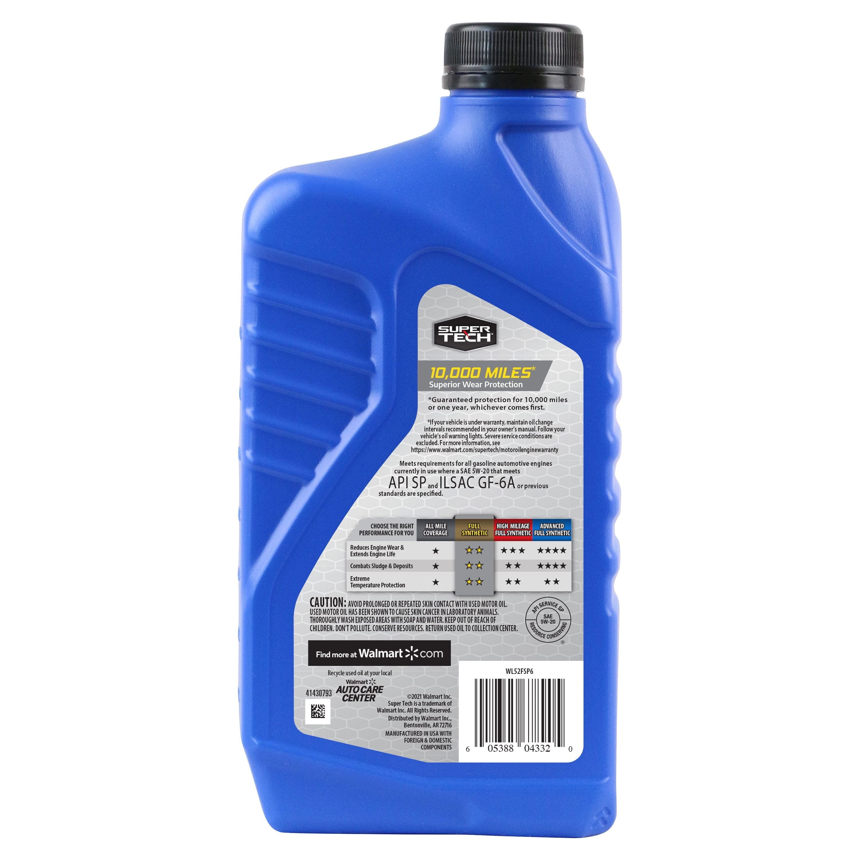 Super Tech Full Synthetic SAE 5W-20 Motor Oil, 1 Quart