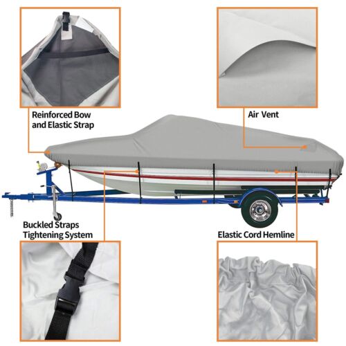 iCOVER Trailerable Boat Cover- 16'-18.5' Fits V-Hull,Fish&Sk<wbr/>i,Pro-Style,Fi<wbr/>shi...