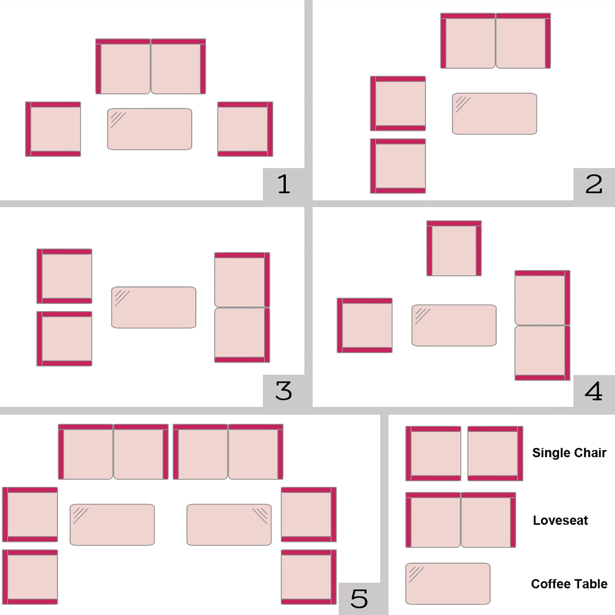 Costway 4PCS Rattan Patio Furniture Set Cushioned Sectional Sofa Chair Coffee Table Red