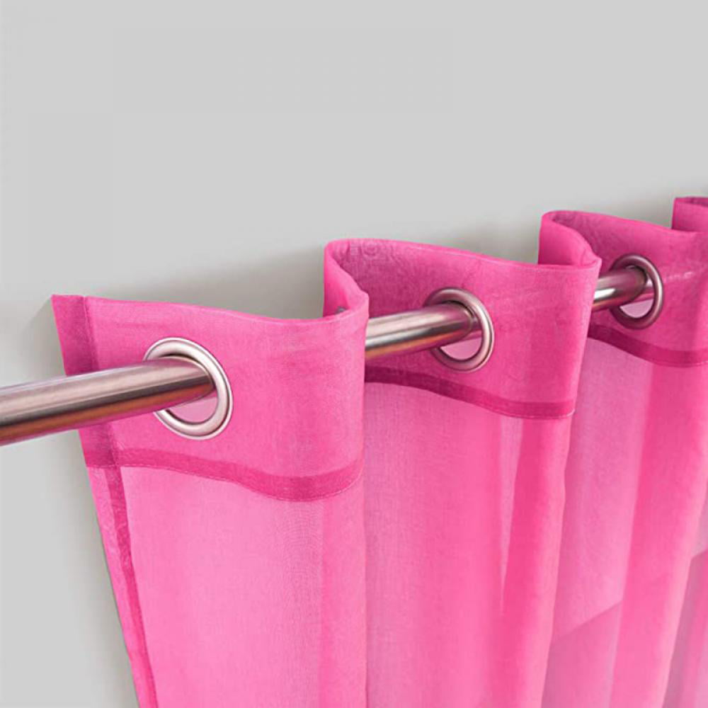 Ombre Sheer Curtains,Faux Linen Grommet Two-Color Linear Gradient Window Curtain Panels for Kids Girls Room Bedroom and Living Room Semi Voile 1 Panel Curtains,52*84inch Pink Purple