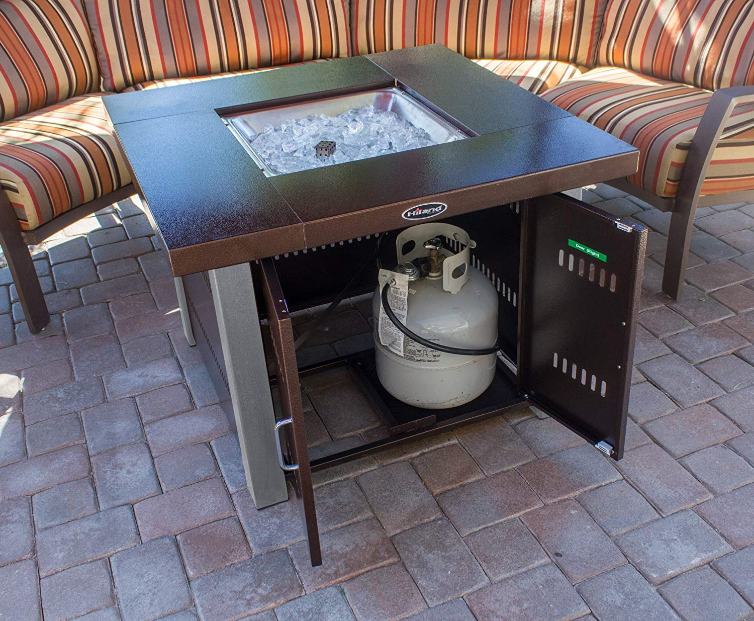 AZ Patio Heaters Propane Fire Pit Hammered Bronze and Stainless Steel Finish