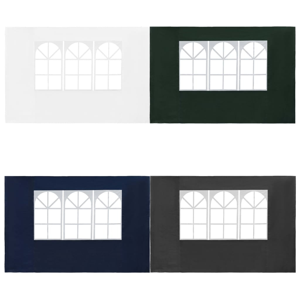 vidaXL Party Tent Sidewall 2 Pcs Pavilion Canopy Sidewall with Windows PE