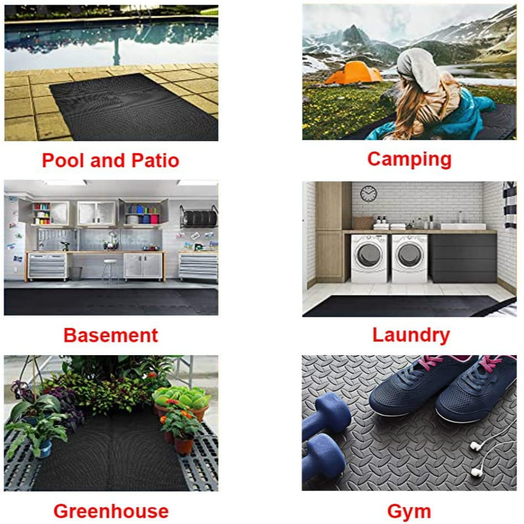 12Pcs Fitness Mat with Interlocking Foam Tiles Gym Flooring Mats Excellent for Pilates, Yoga, Aerobic Cardio Work Outs Exercise Mat