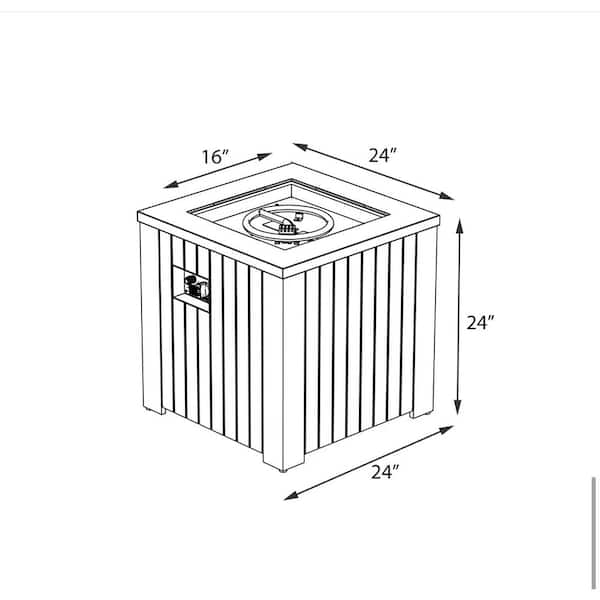 Maxwell 24 in. x 24 in. Square Stainless Steel Chat Propane Fire Pit Table With Cover