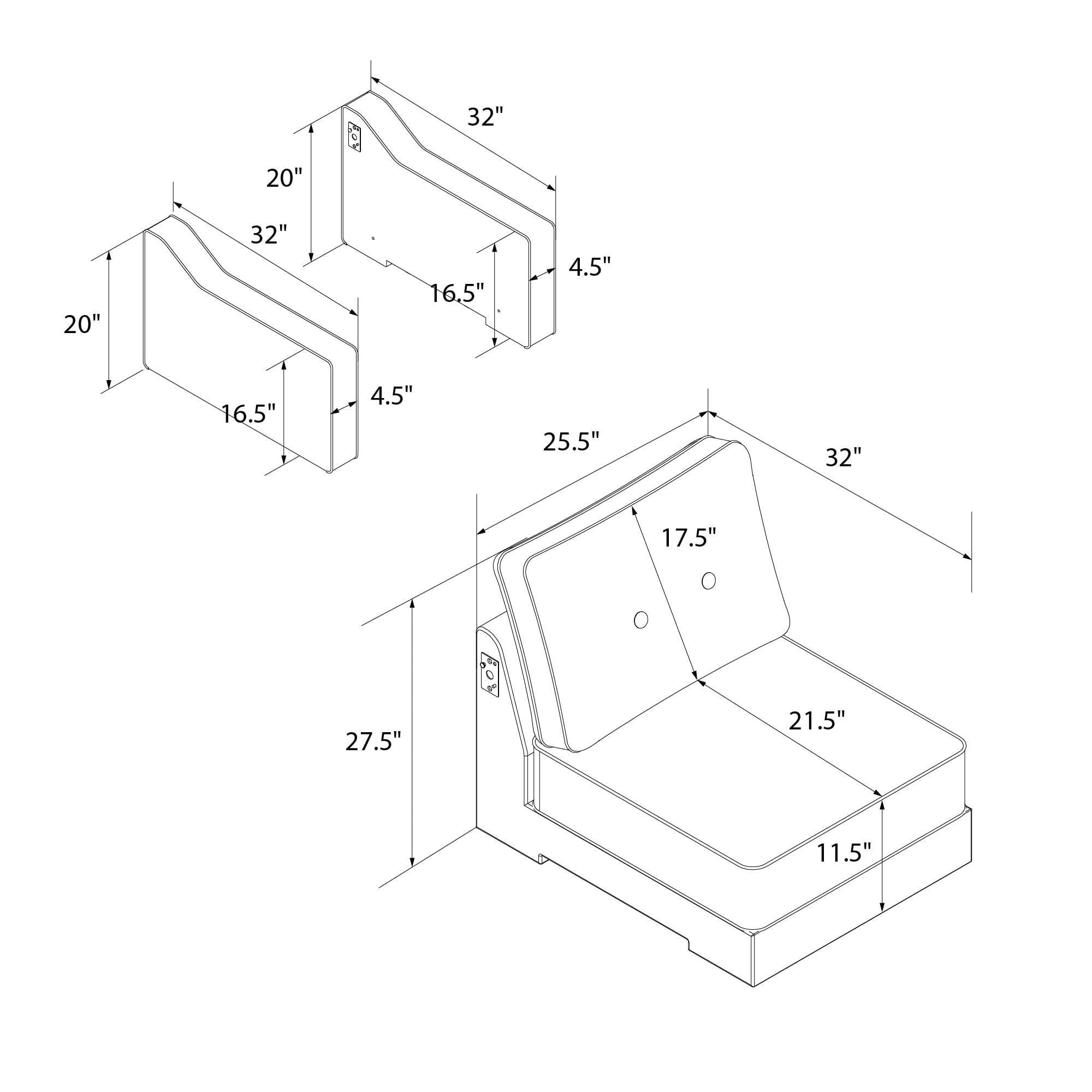 DHP Zion Modular 3-Seater Sofa, Gray Linen
