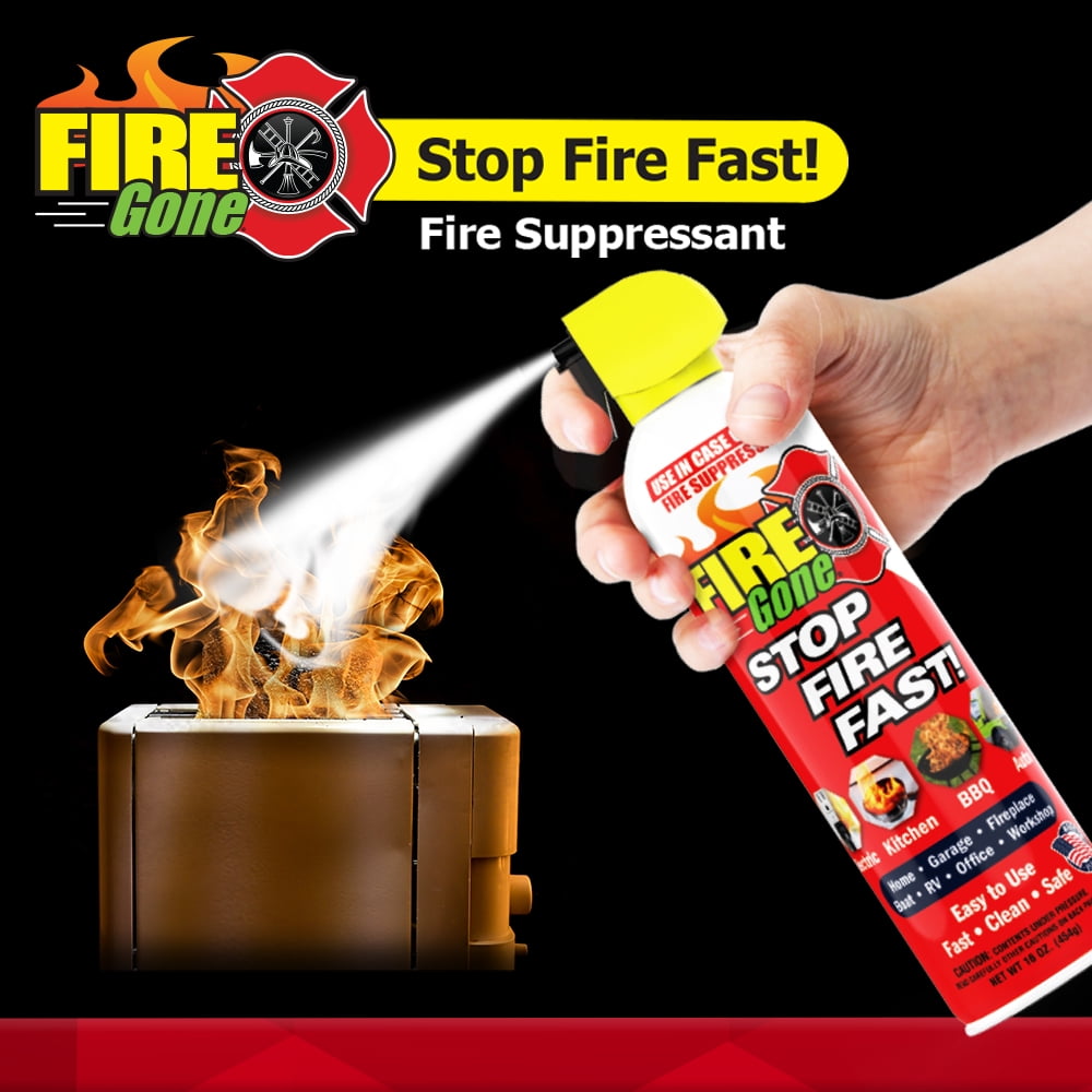 Fire Gone 16 oz Fire Extinguishing  Water Based Aerosol Suppressant  (Pk of 1) Class A, B, C Fires.